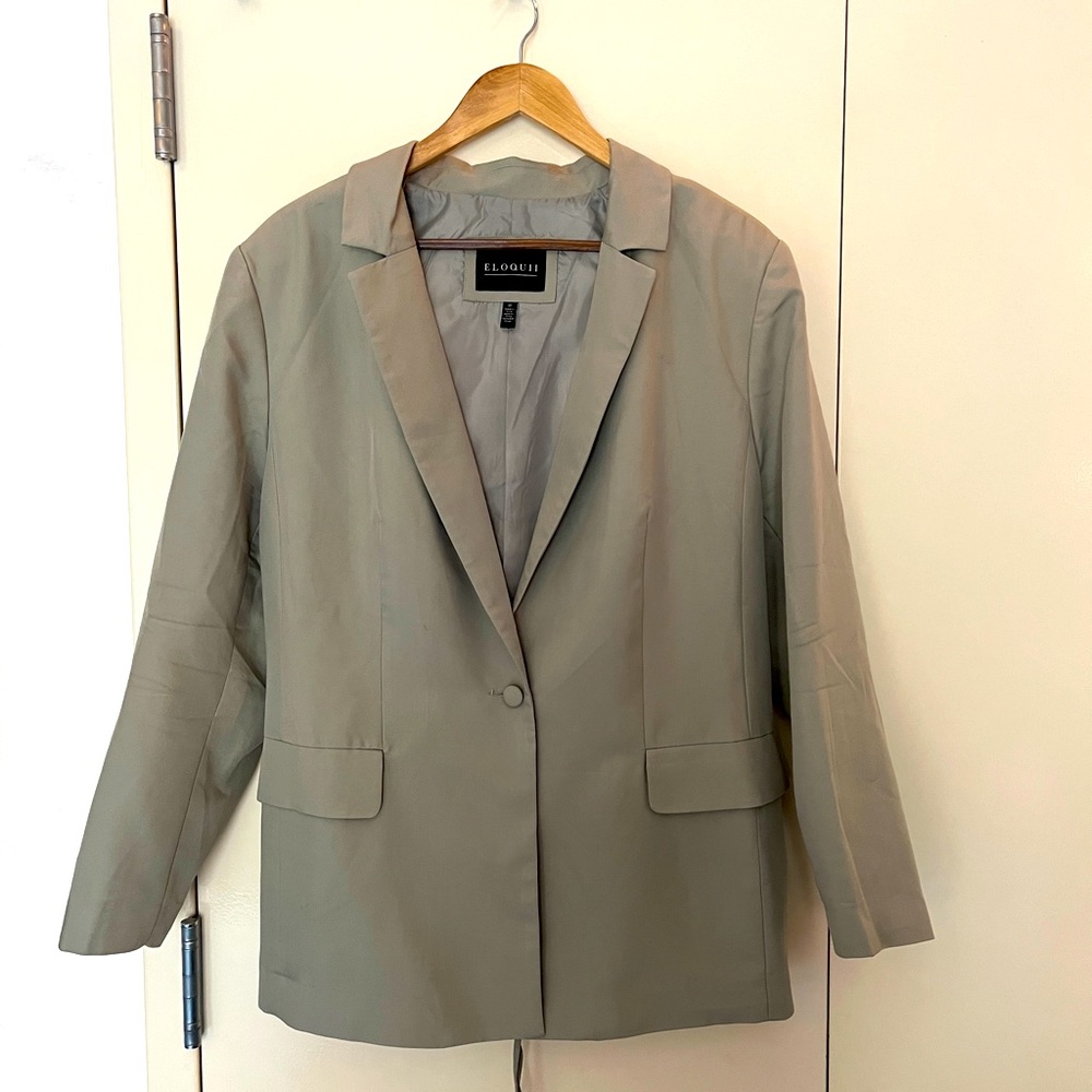 Eloquii Corset Back Blazer Iceberg Green Size 18